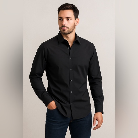 UNTUCKit Black Wrinkle-Free Button Down Shirt Men’s Cotton Dress Work Large - Picture 1 of 15